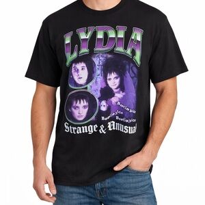 Beetle Juice Black Short Sleeve Graphic Tee with Artistic Design